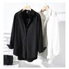 Women's White Non-Iron Wrinkle-Free Shirt Jacket - Plus Size, Loose Fit, Simple Commute Style for Spring and Autumn 2026