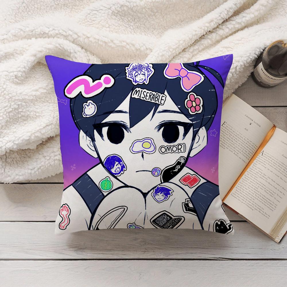 Cartoon Game Omori Pillow Case Home Decoration Cushion Cover Suitable For Bedroom Car Office Sofa