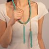 Ethnic Style Artificial Turquoise Beaded Rice Beads Fringed Necklace Temperament Two Wearing Waist Chain Sweater Chain