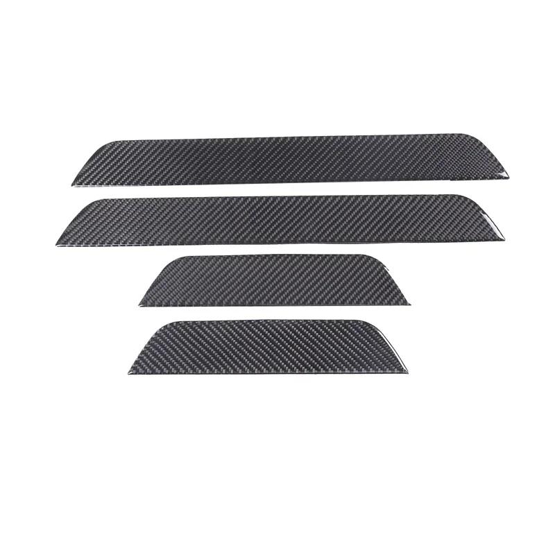 For Porsche Taycan -2025 Soft Carbon Fibre Car Inner Door Sill Cover Decorate Sticker Interior Car Accessories Carbon Fiber