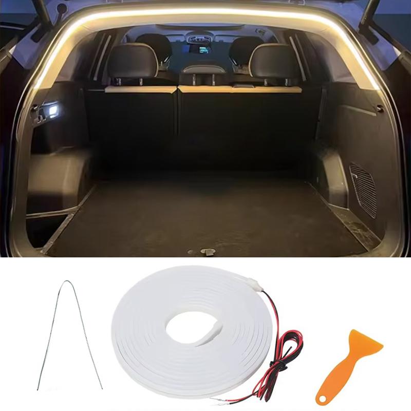 Car high brightness trunk lighting ambient light interior decoration LED wiring free automatic sensing tailgate light strip