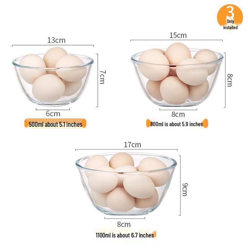 Xihe Thickened Borosilicate Glass Salad Bowl Set
