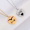 Custom Photo Words Love Pendant Necklace For Women Stainless Steel Laser Engraved Picture Peach Pendant Choker