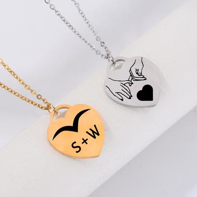 Vlastní přívěsek s fotografií a slovy Láska pro ženy z nerezové oceli s laserově gravírovaným obrázkem Broskvový přívěsek Choker