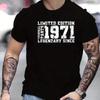 "LIMITED 1971 EDITION" Повседневная футболка с круглым вырезом и коротким рукавом для мужчин, быстросохнущая, удобная, повседневная летняя футболка с буквенным принтом