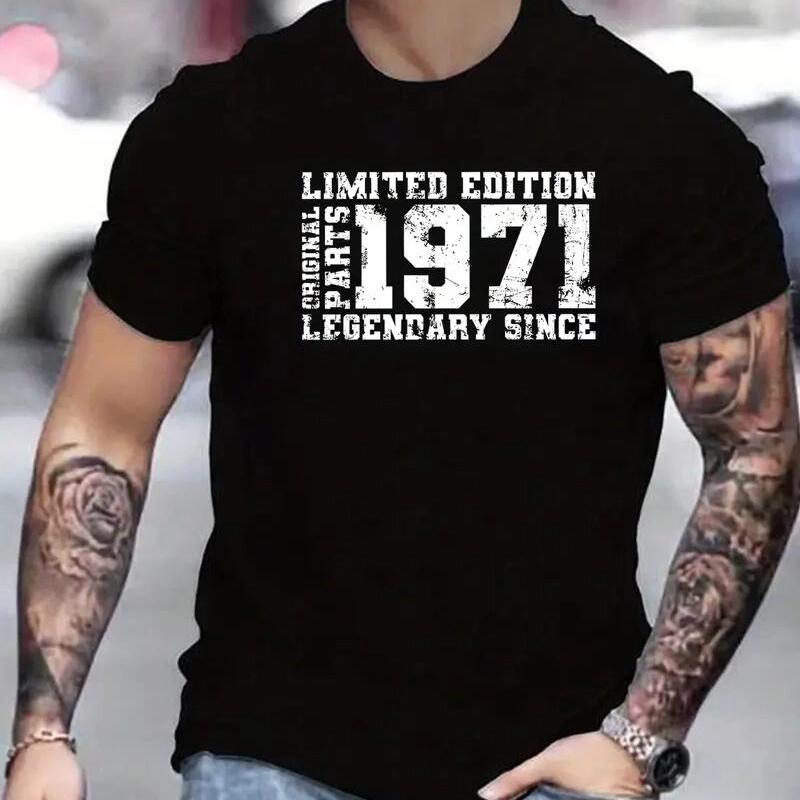 

LIMITED 1971 EDITION Повседневная футболка с круглым вырезом и коротким рукавом для мужчин, быстросохнущая, удобная, повседневная летняя футболка с буквенным принтом S