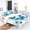 3-piece down duvet cover set with blue butterfly rose pattern print (1 duvet cover+2 pillowcases, no core) bedding set