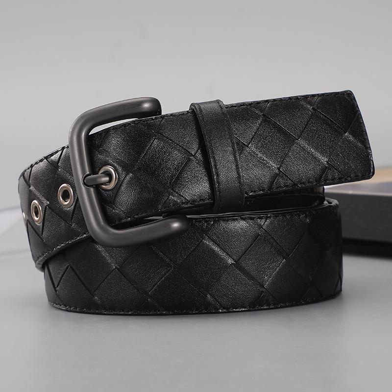 

Оригинальный плетеный ремень из коровьей кожи BV - Классический мужской модный аксессуар ручной работы 125cm чёрный