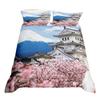 Set Biancheria da Letto Fiore di Ciliegio Giapponese Pittura Paesaggistica Set Copripiumino Stile Copripiumino Poliestere Coperta Trapuntata Artistica Camera da Letto