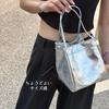 Lapimou Handbag, Bucket Bag, Silver Bag for Women, Silver and Black, Popular Korean Style, Cute, Stylish, Casual, Large Capacity, Perfect for