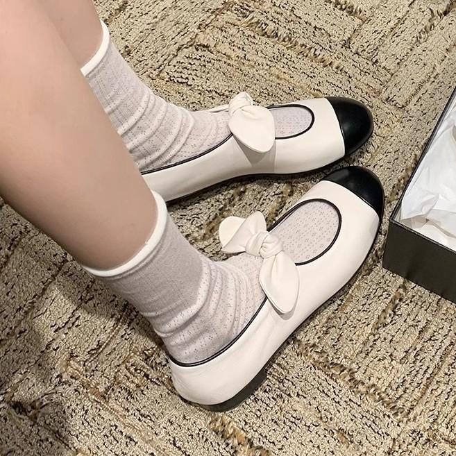Grape mother spring new Mary Jane shoes women's 2025 French inner height increase flat sole shoes women's color matching shoes women