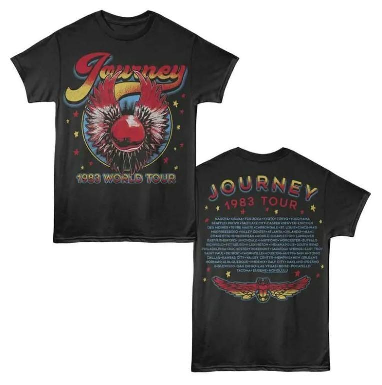 Journey 1983 World Tour F/B Smoke T-Shirt Unisex T-Shirt XL