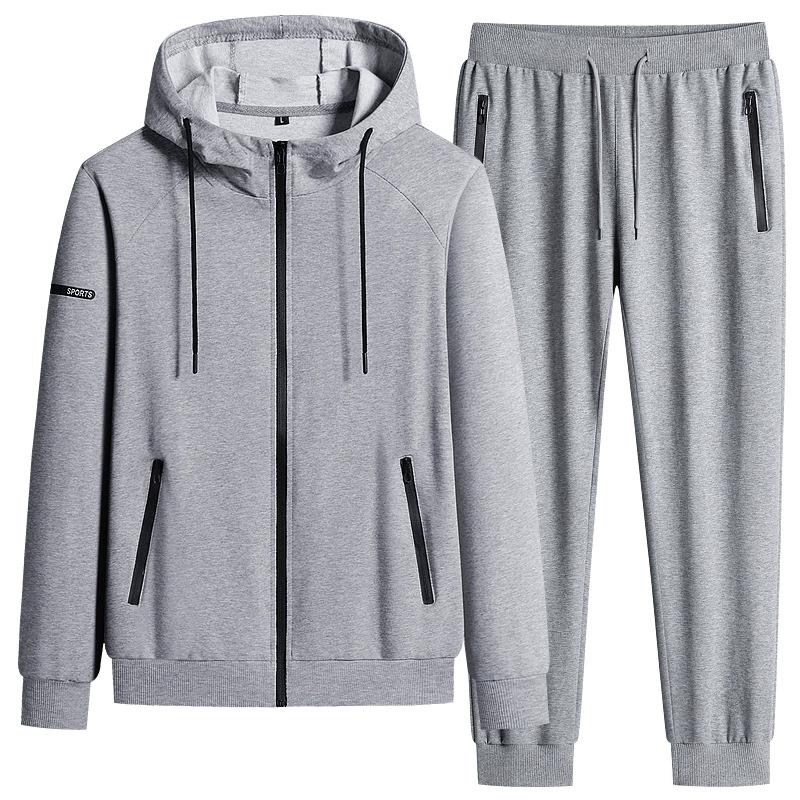 Spring and Autumn Hooded Jacket Men's Loose Casual Sports Suit, Middle-aged and Young Loose Casual Hoodie Set