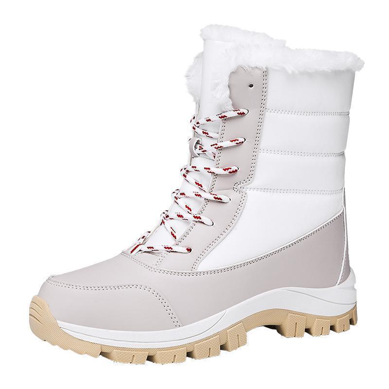 Women's Mid-Calf Fleece-Lined Waterproof Snow Boots - Non-Slip Thick-Soled Winter Ski Shoes
