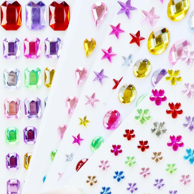 1Sheet Self Adhesive Rhinestone Jewelry Stickers On Face Gem Stickers Crystal Crafts Nail Body Makeup Card Making Craft Supplies