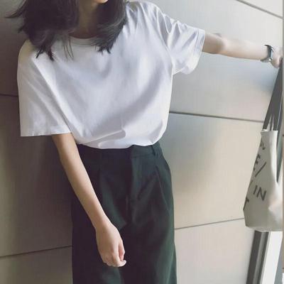 Women's Korean Style Loose Fit White T-Shirt - Short Sleeve, Solid Color, Versatile Summer Top