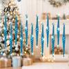 Seasonal Home Holiday Accents 12Pcs Spiral Icicle Ornaments, Christmas Twisted Hanging Decor, Transparent Winter Wonderland Party Supplies Pendants