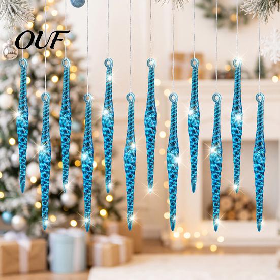 Seasonal Home Holiday Accents 12Pcs Spiral Icicle Ornaments, Christmas Twisted Hanging Decor, Transparent Winter Wonderland Party Supplies Pendants