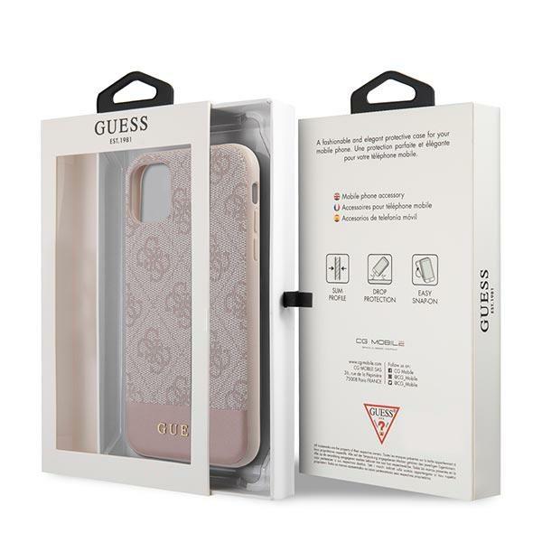 Guess Guhcn61G4Glpi iPhone 11 / Xr 6,1 Różowy/Pink Twarde Etui Kolekcja Pasków 4G