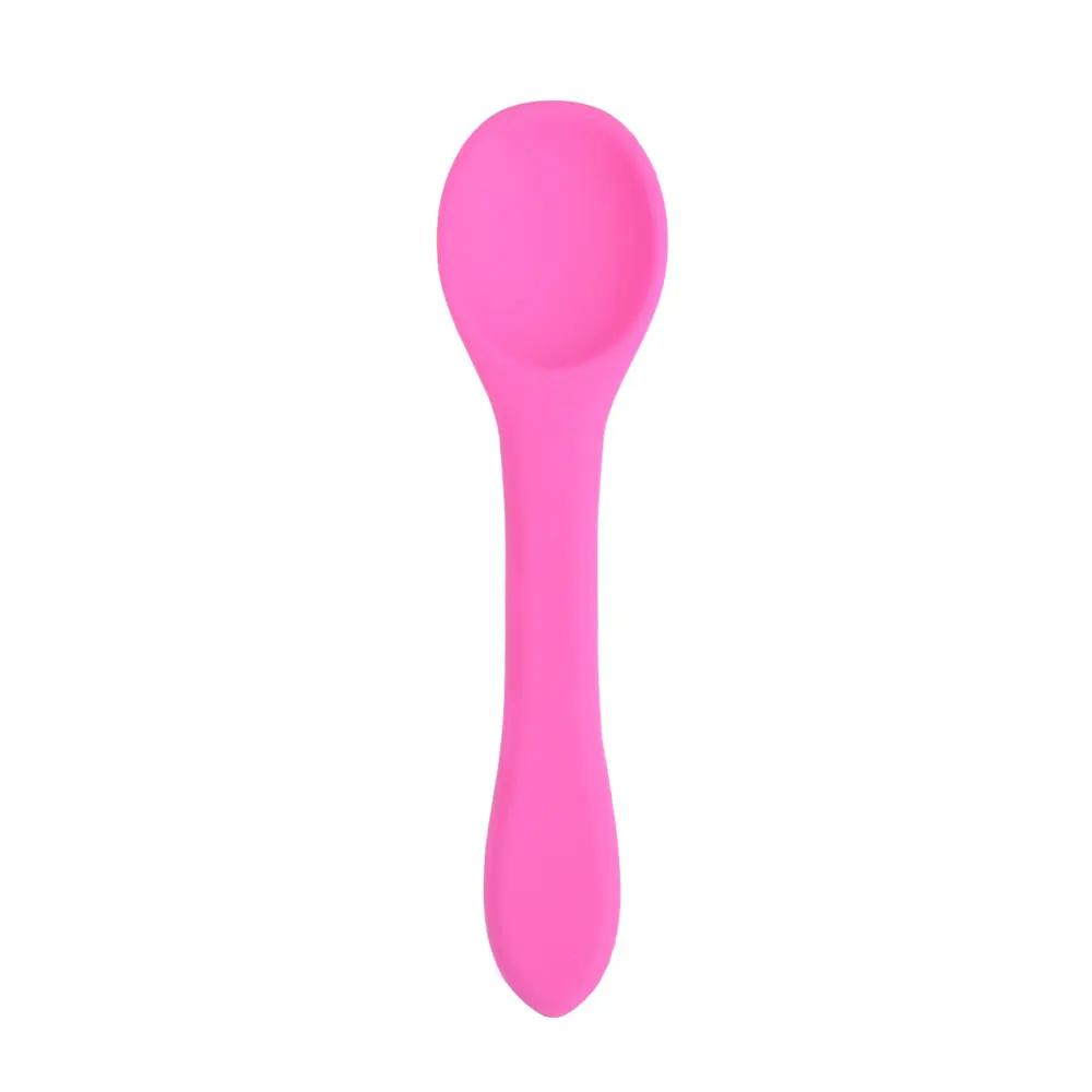 1PCS Full Silicone Spoon For  Utensils Food Grade Silicone Free Dishes Feeding Set Easy To Rinse  Tableware