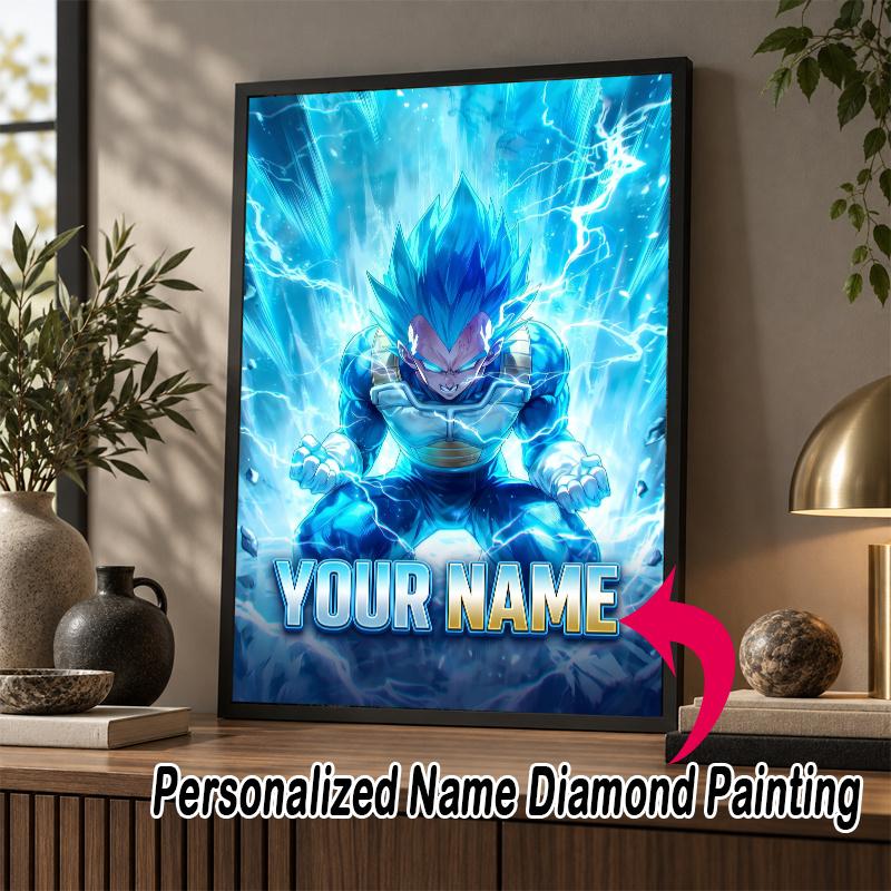 Personalized Dragon Ball Vegeta Diamond Art Custom Name 5D Diamond Painting Full Drill DIY Craft