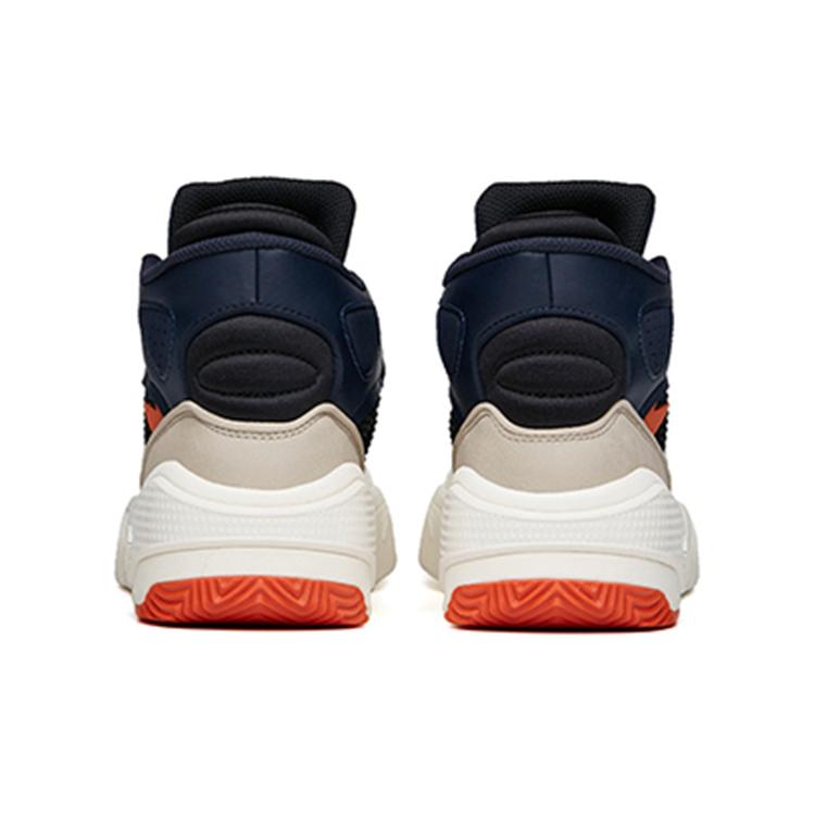 New Anta Life Collection Flame Cushioning Wear Resistant High Top Skateboard Shoes Men's White Black Orange 112148088-2