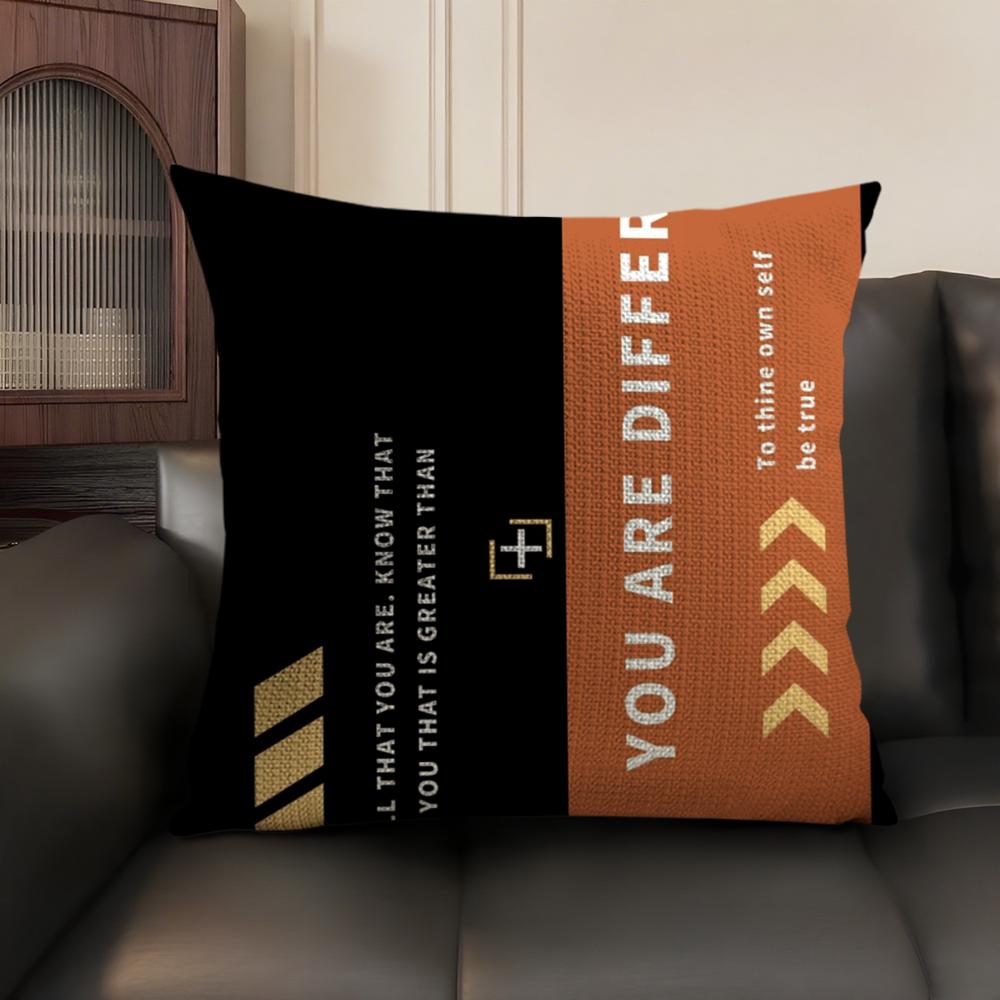Be Happy and Good Luck Cushion Cover Natural Linen Organic Fabric DoubleSided Printing Sofa Home Decor Breathable