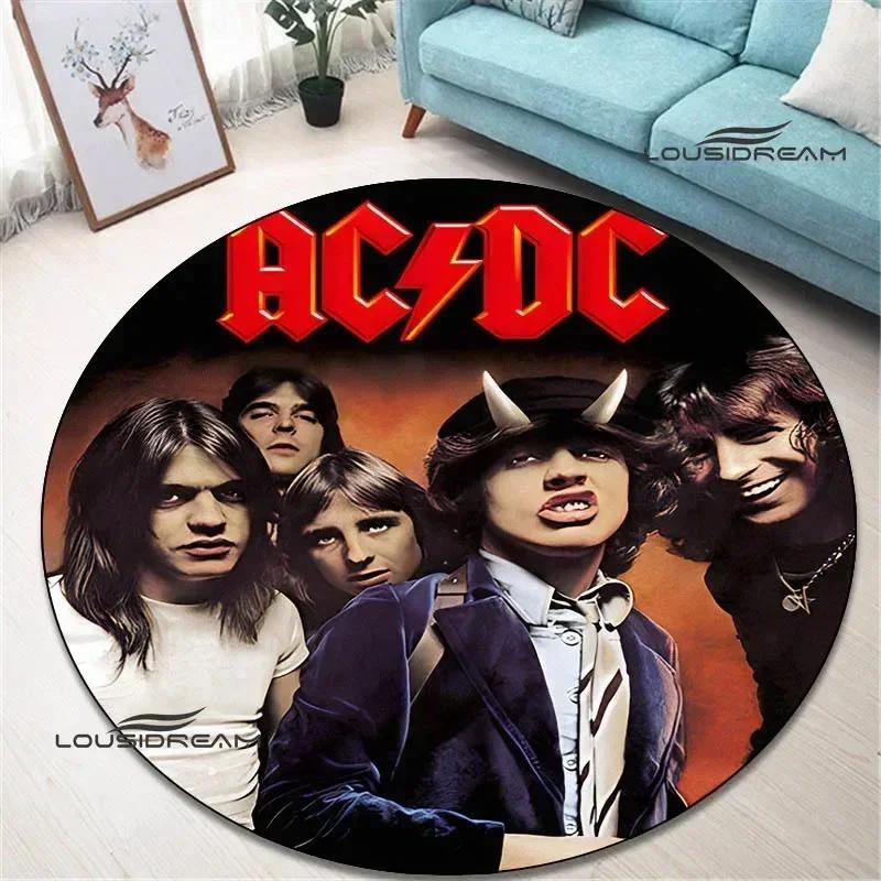 Rocková kapela AC/DC retro potištěný kulatý koberec ložnice krásný koberec protiskluzová rohožka pod dveře podlahové rohože kusový koberec narozeninový dárek