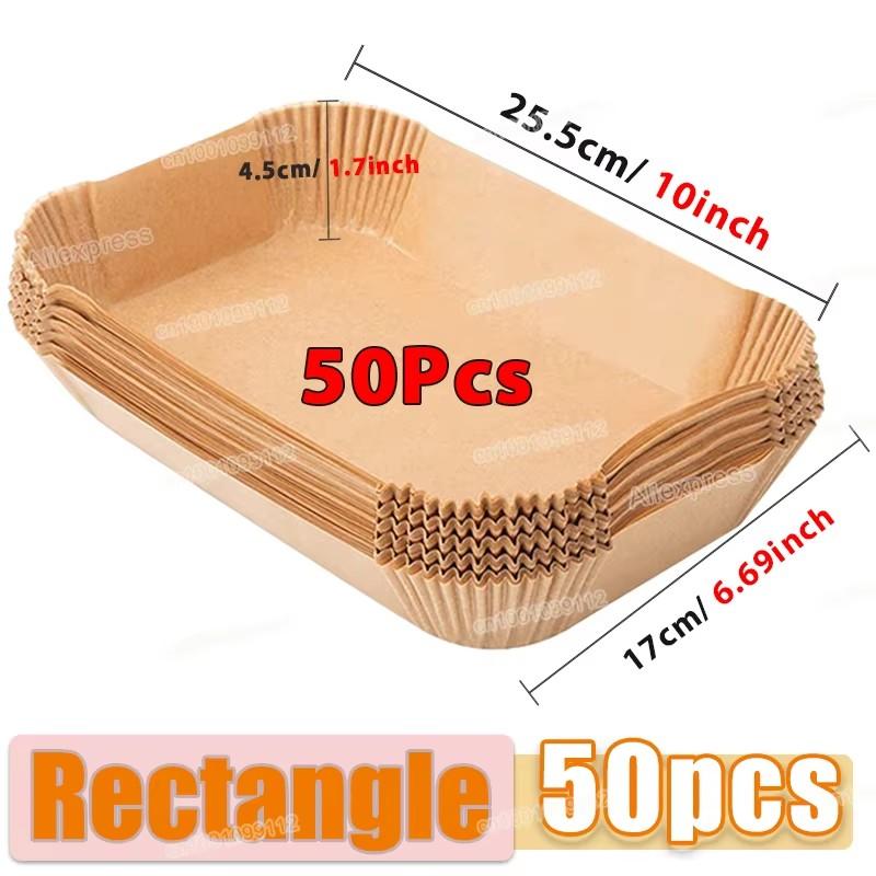 

100/50 шт. прямоугольная бумага для фритюрницы, квадратная бумага для выпечки, коврик для тарелок для барбекю, кухонная духовка, антипригарное масло, бумажные вкладыши для фритюрницы