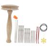 Wood Darning Tool Set with Wood Darning Mushroom 17 Sewing Needle and Threader for Home Crafting and Clothing Repair