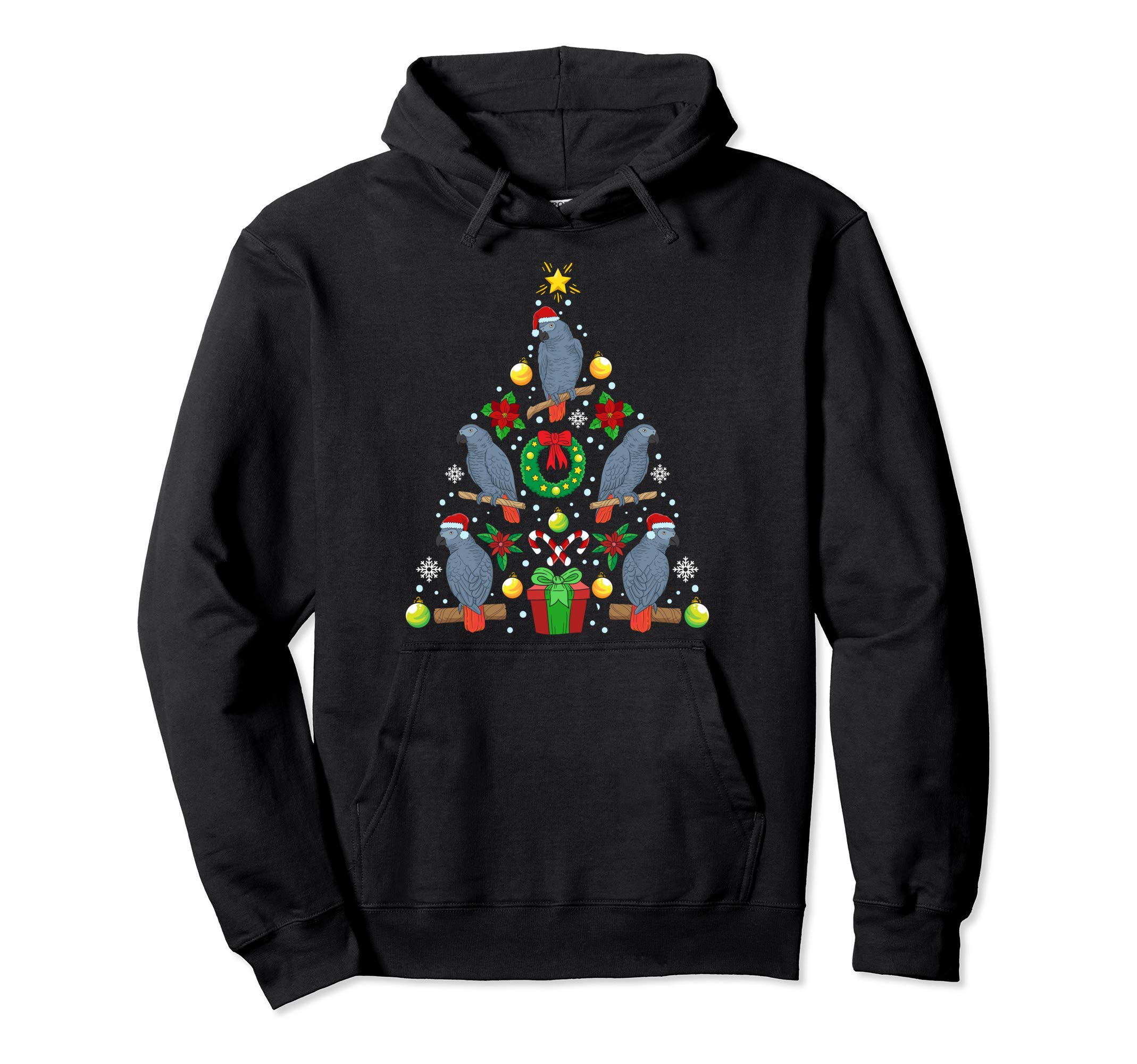 

gray parrot christmas tree bird christmas gift hoodie чорний