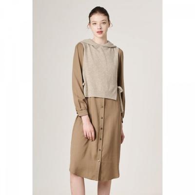 Knit Patch Hoodie Dress B2f8o622