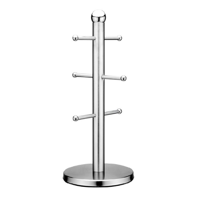 

6 Mug Tree Kitchen Roll Holder Stainless Steel Rack Organizer Stand Mug Holder 1