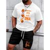 European Size Men's Summer T-Shirt  , DNA Basketball Element Men's Versatile  Outfit, Casual Short Sleeve Top Trendy Leisure Sportswear