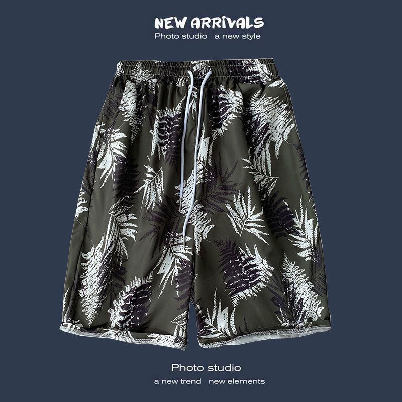 Men's Casual Loose Fit Five Point Shorts Trendy Floral Beach Vacation Couple Shorts Comfortable Versatile Summer Bottoms
