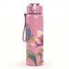 1PC Butterfly On Pink Peony Flower Print 750ml Color Plastic Sports Water Bottle Leakproof Flip Straw Lid Suitable for Sports Office Home Use