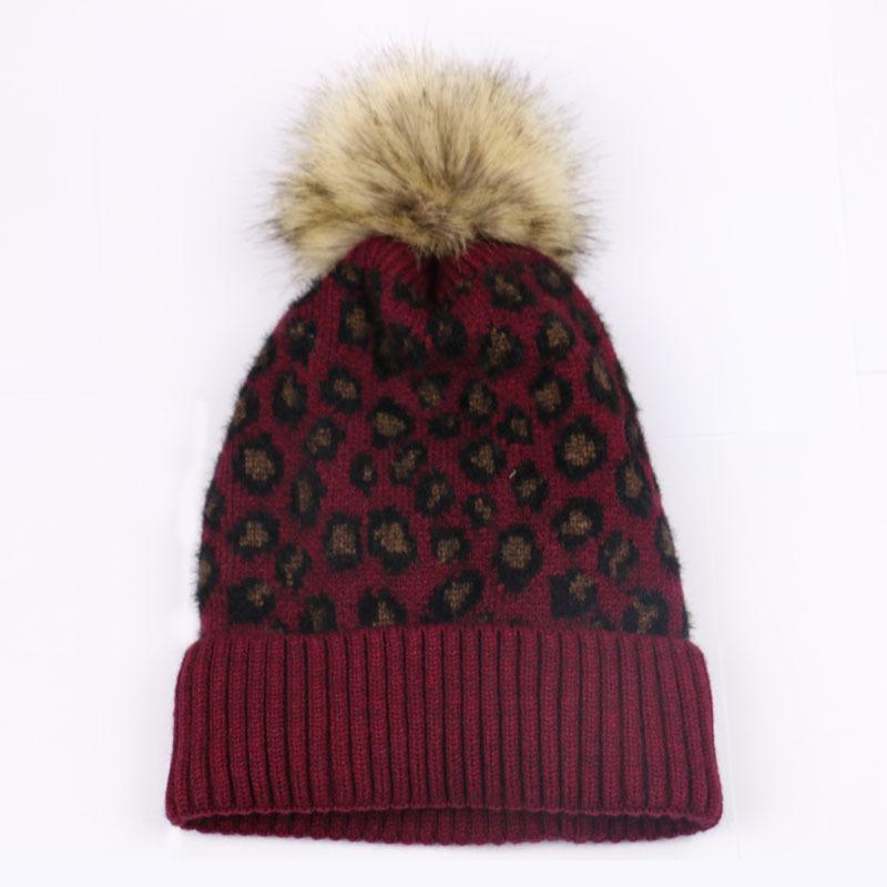 Foreign trade Amazon Harajuku leopard print knitted hat female Korean version autumn and winter new leopard point thickened ear protector wool hat
