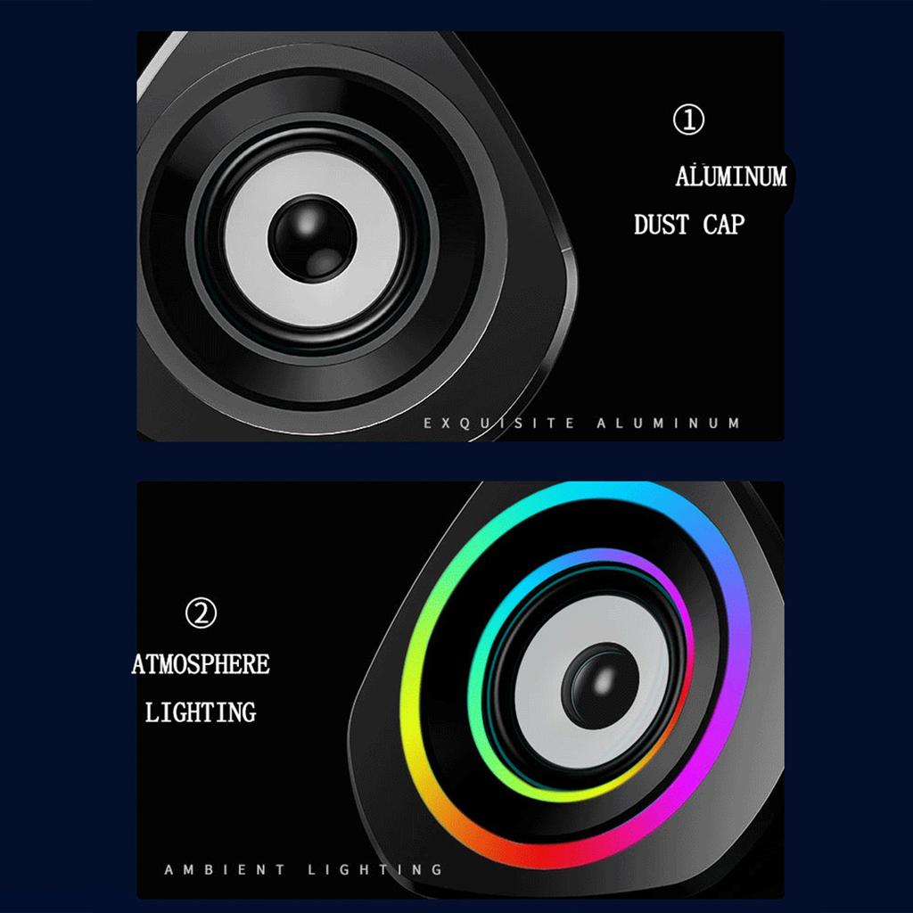 SADA Home Speaker Set Desktop PC Computer Speakers 3.5mm Wired Laptop Speakers USB Powered Sound Box with RGB