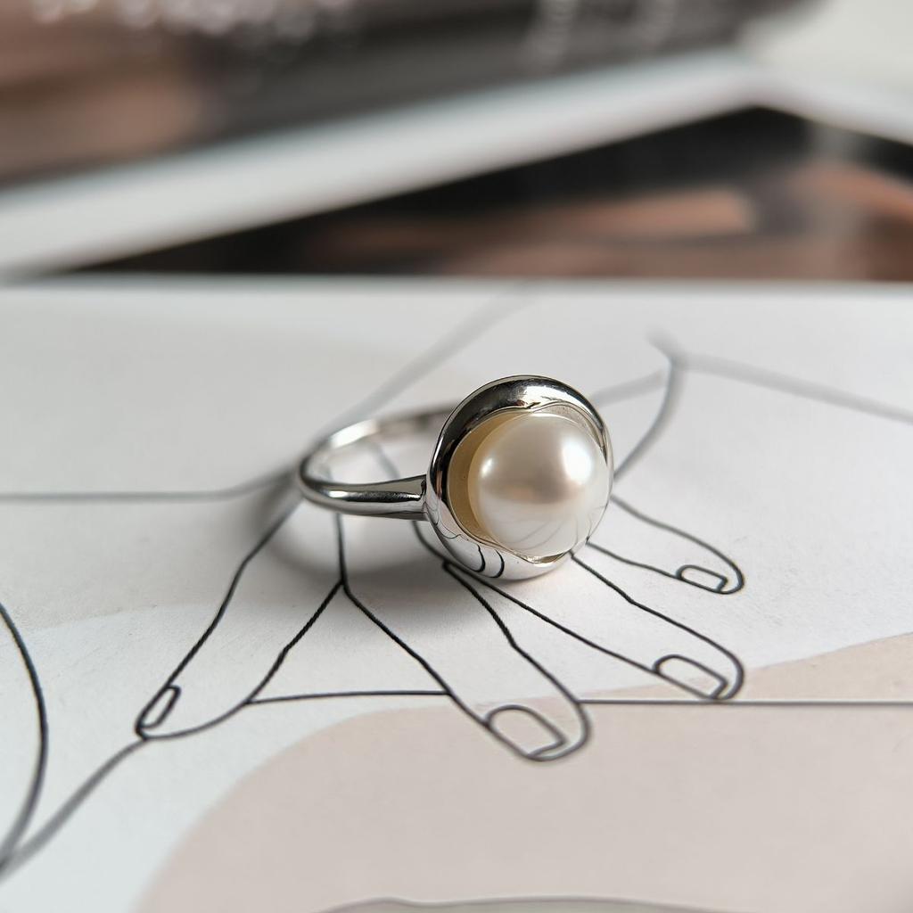 Silberring mit Naturperle, Artikelgewicht 4,56 g (2187233)