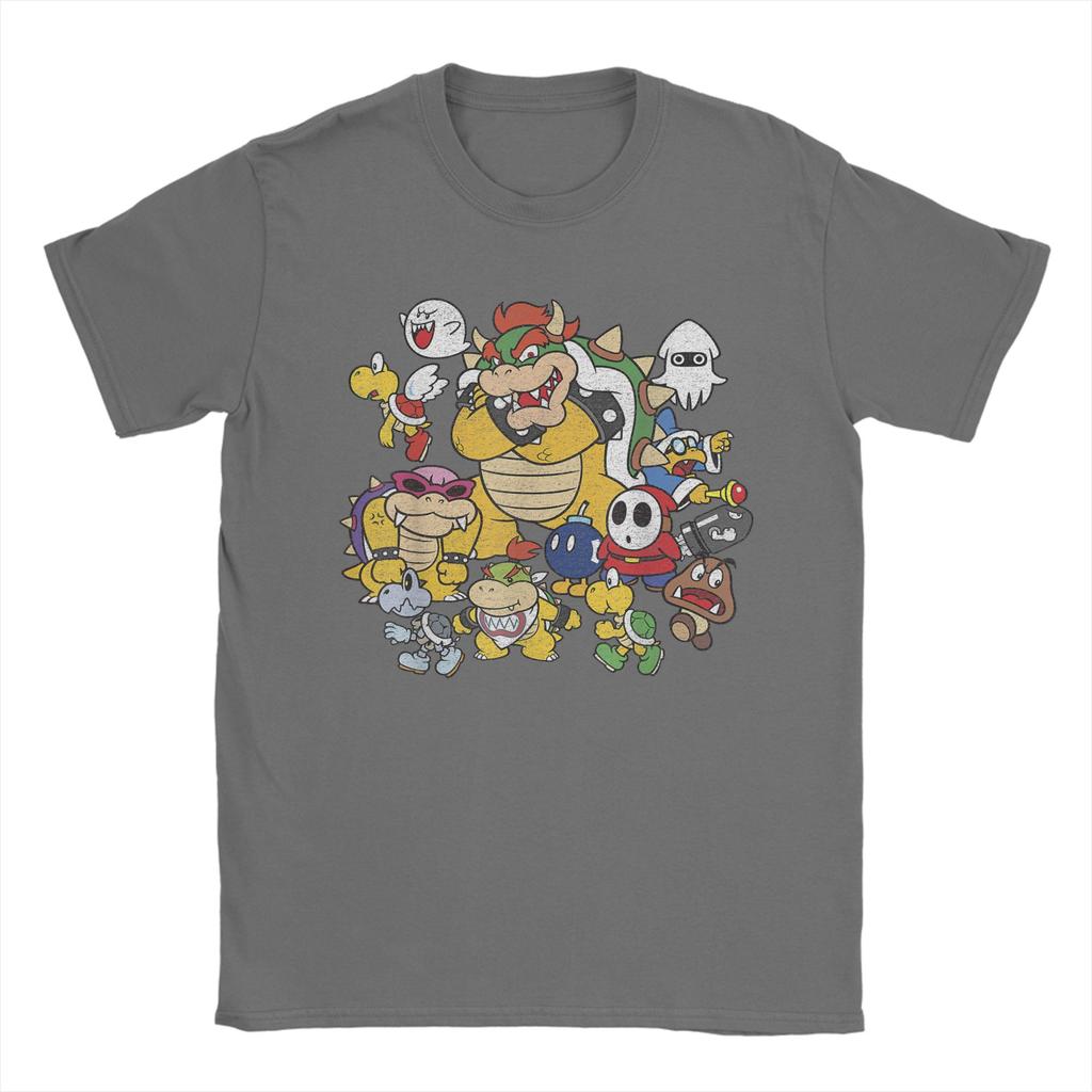 Super Marios Bowser Enemy Group Shot T Shirt for Men 100 Cotton Awesome TShirts Tee Shirt Short Sleeve Clothes Plus Size