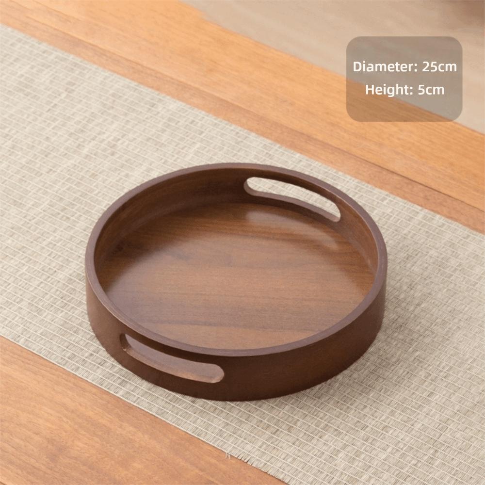 Walnut Color Food Storage Trays Round Dessert Pallet Decorate Tray Bamboo Wooden Tray  Kitchen