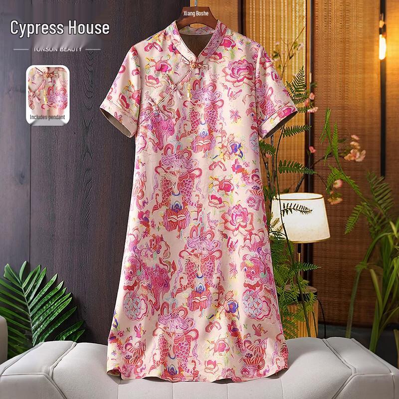 New Chinese Style Elegant Printed Cheongsam Dress L