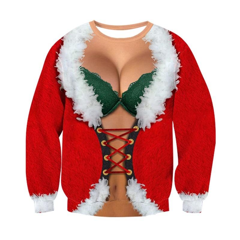 Xmas Christmas Sweater For Men Women Long Sleeve Funny Ugly Santa Claus Playing Hockey Jumpers Party Pullover Sweatshirt