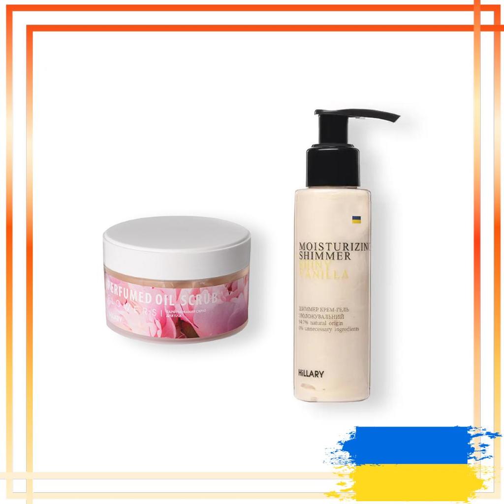 Shimmer Cream-Gel Shiny Vanilla + Body Scrub Oil Scrub Flowers