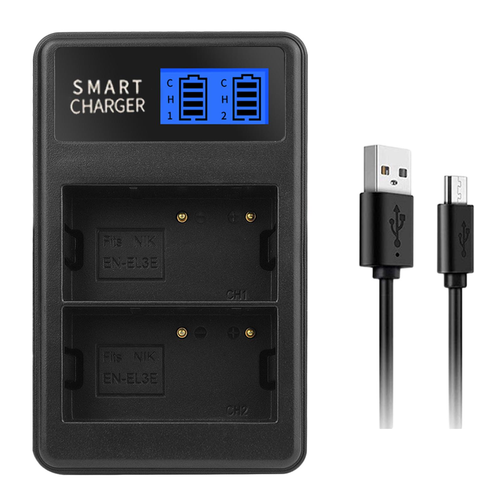 

EN-EL3E EN-EL3 Double LCD Battery Charger Charging Dock for D90 D80 D50 D70 D70s D100 D300S D300 D700 D200 Camera