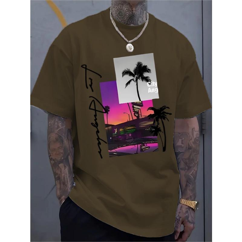 Men's Fashionable Round Neck T-shirt, Versatile Short Sleeves