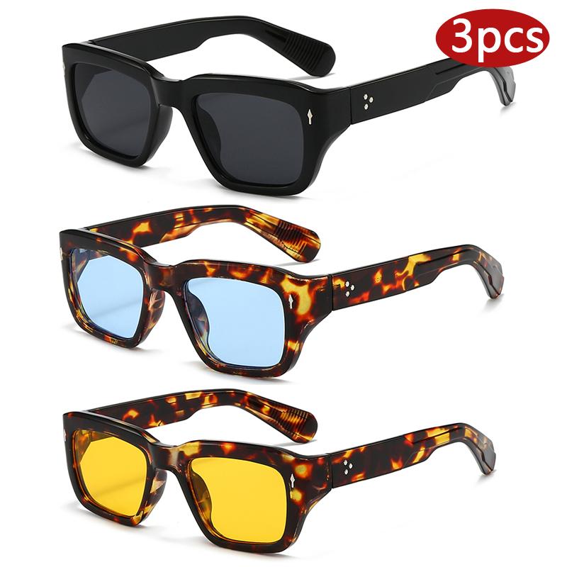 

Car Sun Glasses 3pcs Fashion Rivet Small Frame Square Sunglasses 2026 Y2K Personalized Shades Outdoor Casual Retro Color Eyewear
