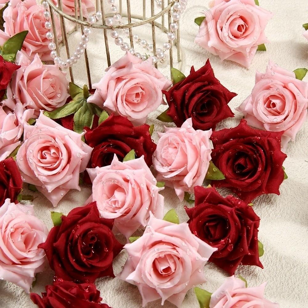 10pcs 3D Dew Drops Artificial Rose DIY Elegant Flower Arrangement  Valentine's Day Gift