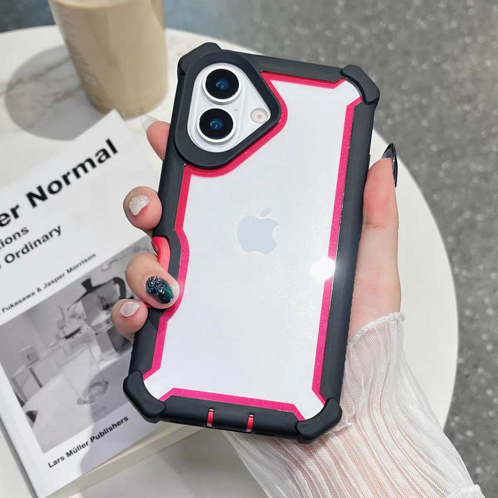 2 IN 1 Hit Color Shockproof Armor Phone Case for For Iphone 17 Air 16 E 15 14 Plus 13 12 11 Pro Max Bumper Clear Acrylic Hard Cover