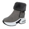 Autumn and winter new thick-soled snow boots large size casual warm cotton shoes medium tube solid color wedge heel air cushion short boots